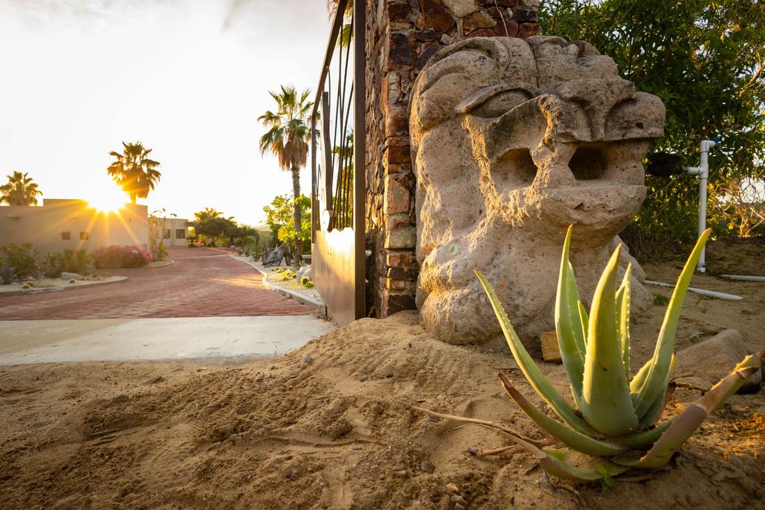 Stone guardian sculpture